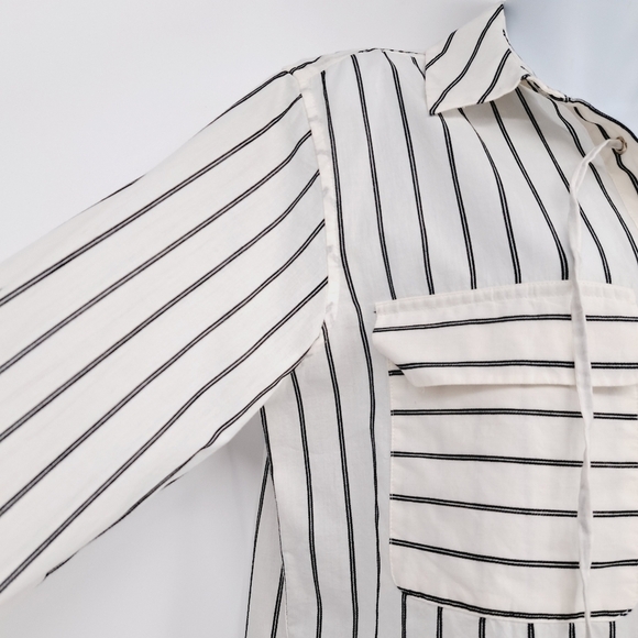 Equipment‎ Femme Knox Lace Up Blouse In Native White and True Black Size Med - Picture 3 of 8